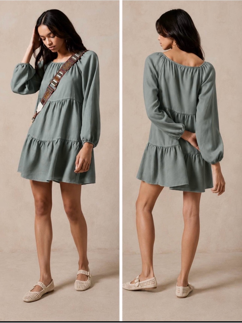Anthropologie - Amadi Long-Sleeve Tiered Mini Dress